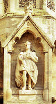 Photograph of statue of King Harold, at the south west corner of Waltham Abbey Church.